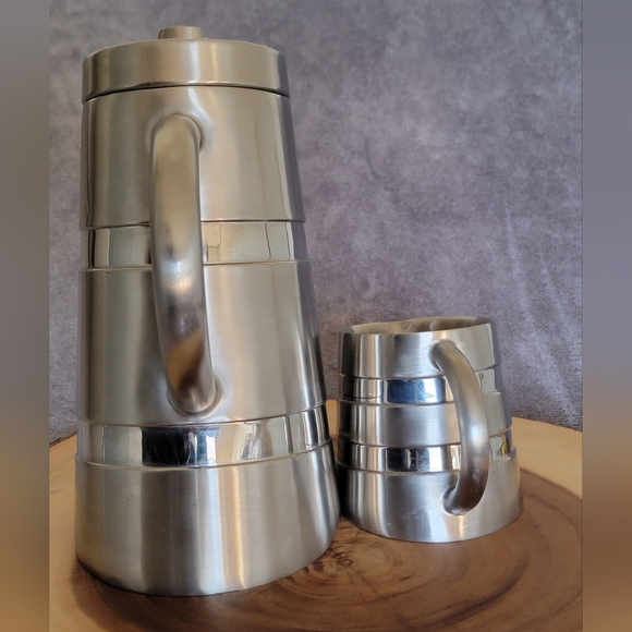 Bonjour Stainless Coffee French Press/Creamer RARE Steampunk Modern Retro - Picture 4 of 16